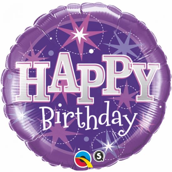 Happy Birthday Purple Sparkle Foil Balloon