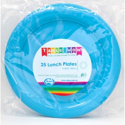 Azure Blue Plastic Lunch Plates