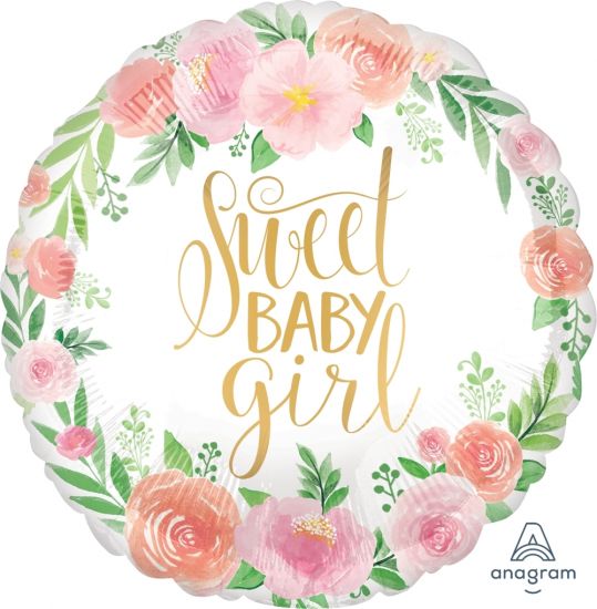 Sweet Baby Girl Floral Foil Balloon 