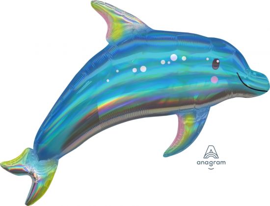Iridescent Holographic Dolphin Foil Balloon Shape