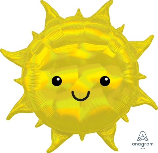 Iridescent Smiley Sun Foil Balloon Shape