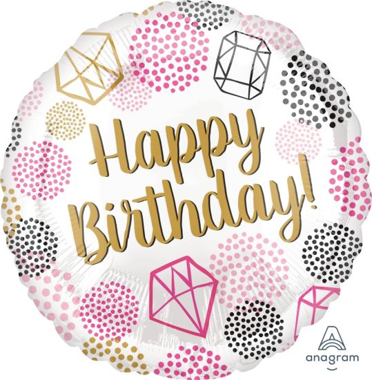 Happy Birthday Gems Foil Balloon