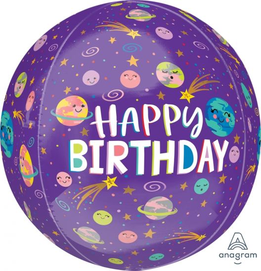 Happy Birthday Smiling Galaxy Orbz Foil Balloon