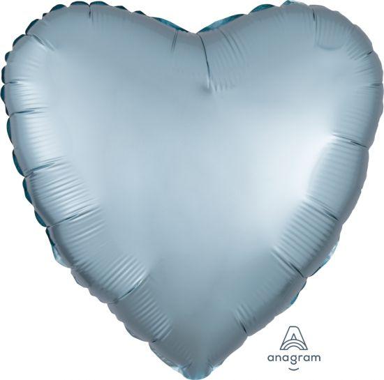 Pastel Blue Satin Luxe Heart Shaped Foil Balloon - Party Affair