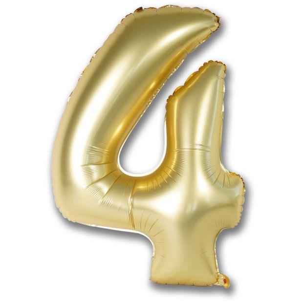 Number 4 Chrome Gold 102cm Foil Balloon - Party Affair