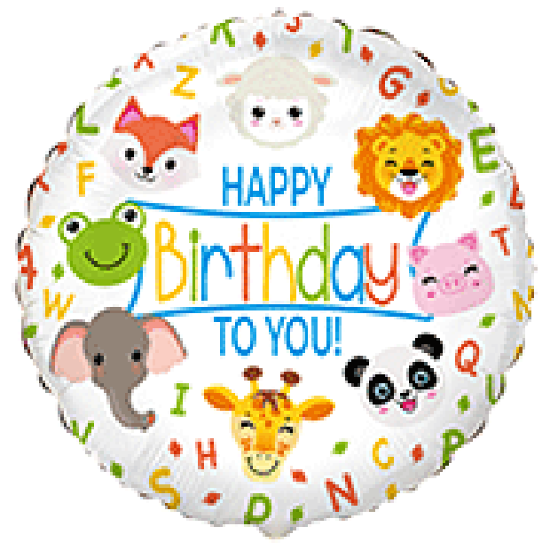 Happy Birthday To You Animals Foil Balloon