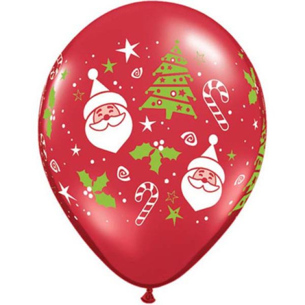 Christmas Santa & Tree Latex Helium Balloon 