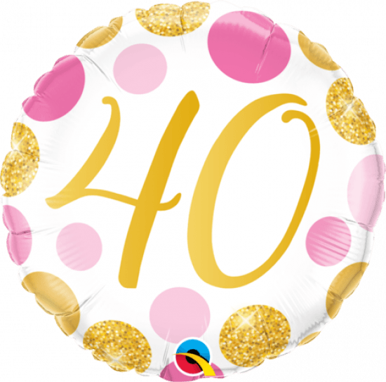 40 Pink & Gold Dots Foil Balloon - Party Affair