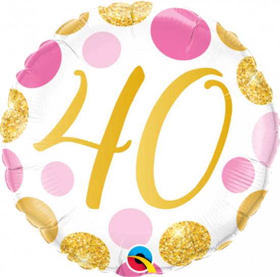 40 Pink & Gold Dots Foil Balloon
