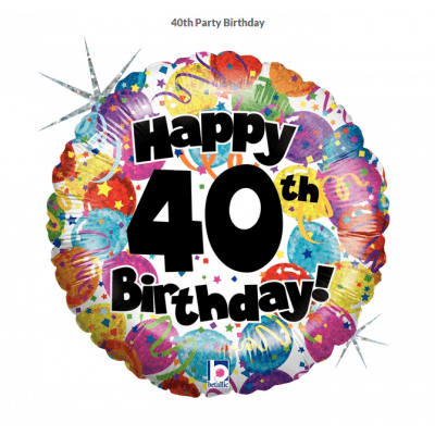 Holographic Happy 40th Birthday Foil Balloon - Party Affair
