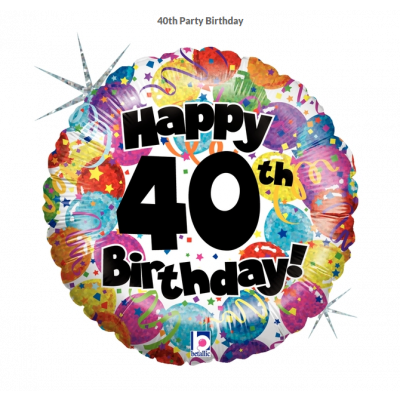 Holographic Happy 40th Birthday Foil Balloon