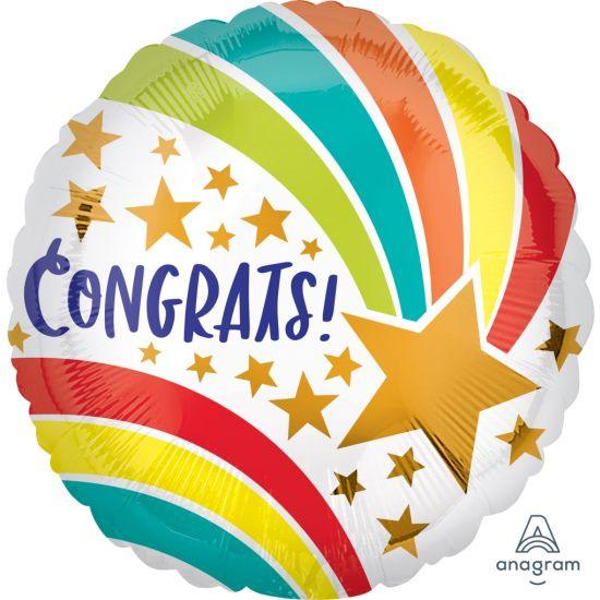 Shining gold Congrats Shooting Star foil balloon by Anagram with a star shape and celebratory message for special occasions