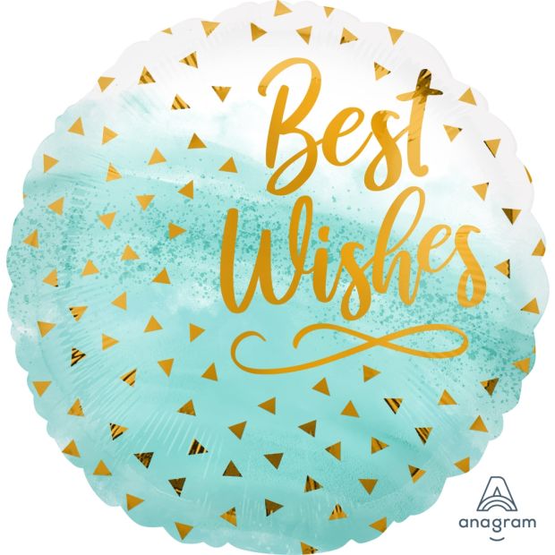 Best Wishes Gold Confetti Foil Balloon