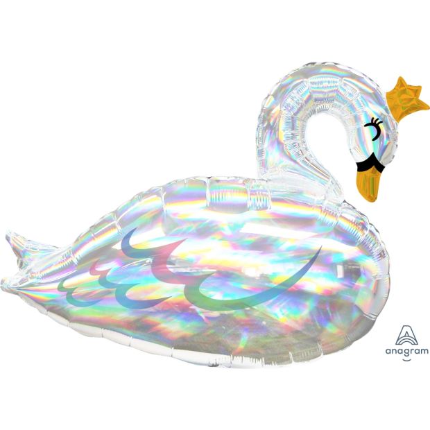 Iridescent Holographic Swan Foil Balloon Shape