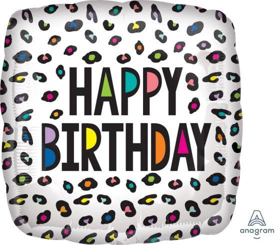 Happy Birthday Rainbow Leopard Foil Balloon - Party Affair