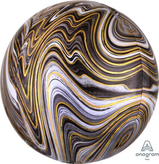 Marblez Black and Gold Orbz Foil Balloon - Party Affair