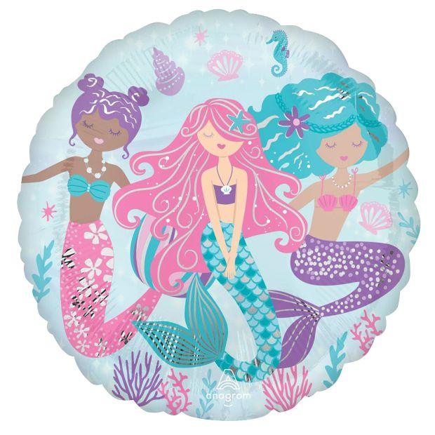 Shimmering Mermaid foil balloon from Anagram featuring a colorful mermaid design for celebrations and parties.