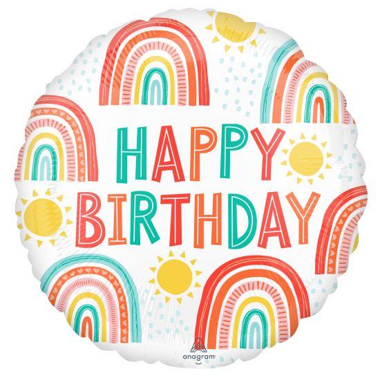 Retro Rainbow Happy Birthday Foil Balloon - Party Affair