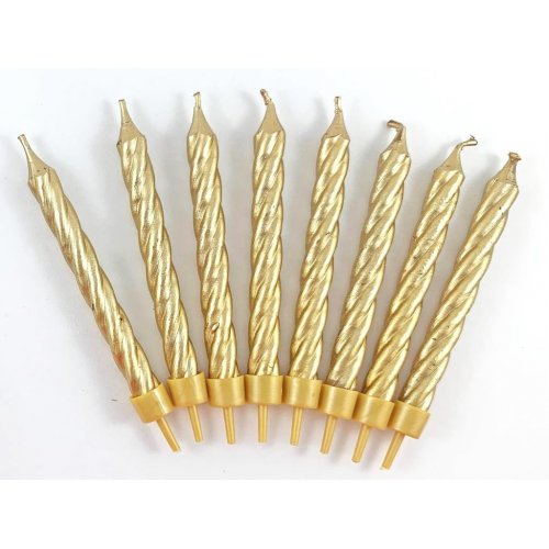 Jumbo Gold Twist Candles In Holders