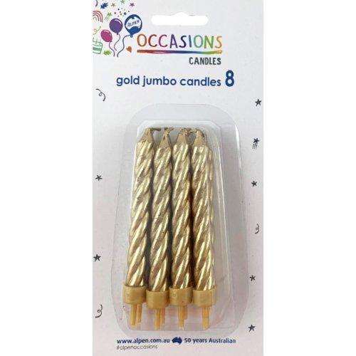 Jumbo Gold Twist Candles In Holders - Party Affair