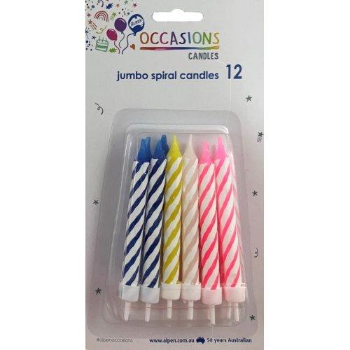 Spiral Jumbo Candles With Holders - Party Affair