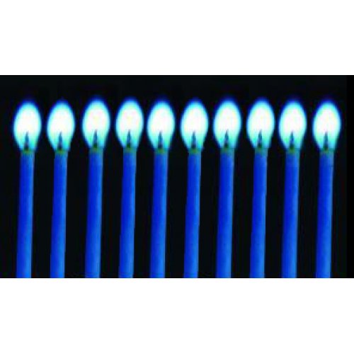 Blue Coloured Flame Candles With White Holders