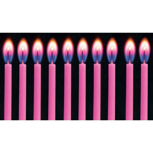 Pink Coloured Flame Candles With White Holders