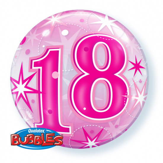Pink Starburst Sparkle 18th Bubble Balloon