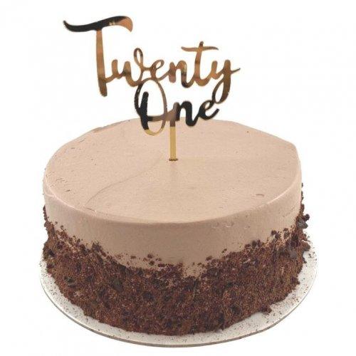 Gold Acrylic Twenty One Cake Topper - Party Affair