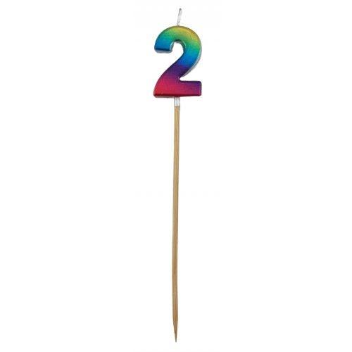 Rainbow Metallic Number 2 Two Candle - Party Affair