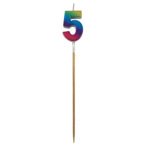 Rainbow Metallic Number 5 Five Candle