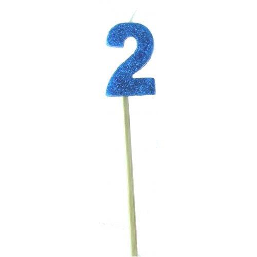 Blue Glitter Number 2 Two Candlei - Party Affair
