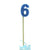 Blue Glitter Number 6 Six Candle