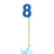 Blue Glitter Number Eight Candle