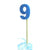 Blue Glitter Number 9 Nine Candle