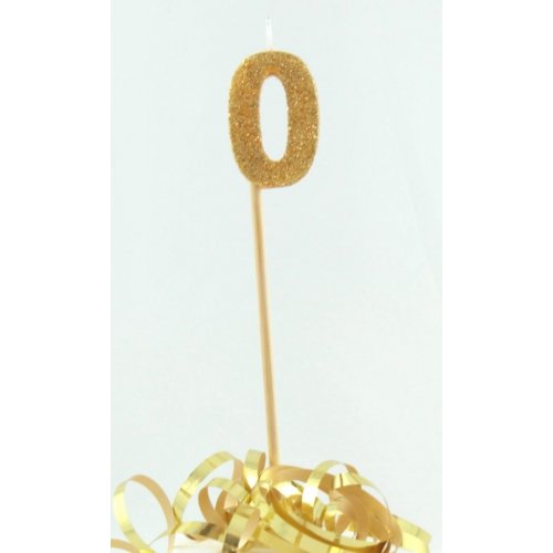 Gold Glitter Number 0 Zero Candle