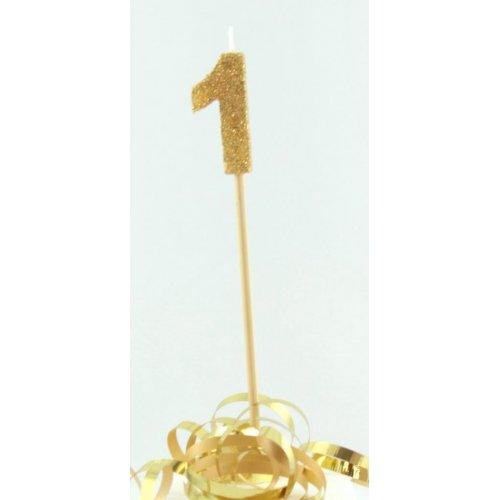Gold Glitter Number 1 One Candle - Party Affair