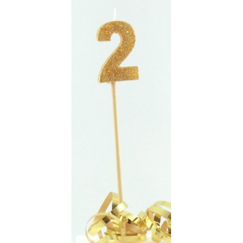 Gold Glitter Number 2 Two Candle