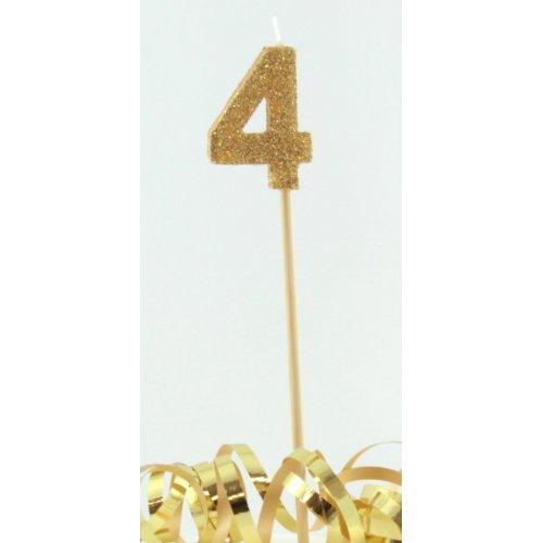 Gold Glitter Number 4 Four Candle - Party Affair