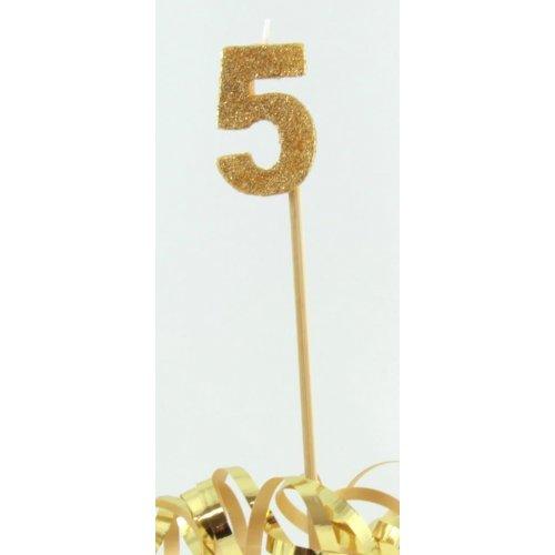 Gold Glitter Number 5 Five Candle - Party Affair