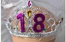 Silver Tiara With 18 & Coloured Jewels