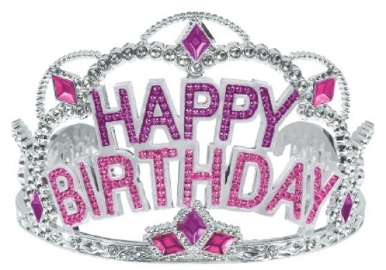 Silver Happy Birthday Tiara With Gems