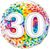 Number 30 Rainbow Confetti Foil Balloon