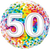 Number 50 Rainbow Confetti Foil Balloon