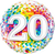 Number 20 Rainbow Confetti Foil Balloon