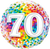 Number 70 Rainbow Confetti Foil Balloon