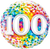 Number 100 Rainbow Confetti Foil Balloon