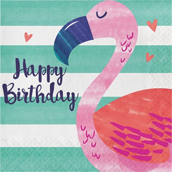 Happy Birthday Flamingo Lunch Napkins