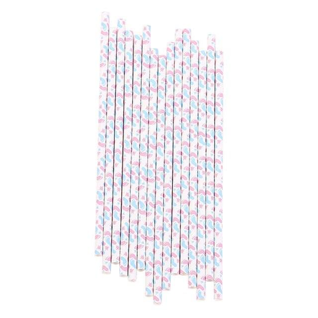 Pink & Blue Baby Footprint Paper Straws - Party Affair