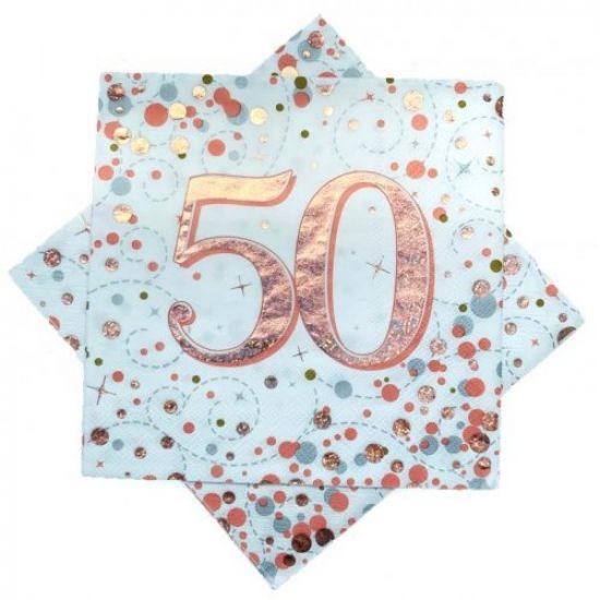 Sparkling Rose Gold 50th Birthday Lunch Serviettes - Party Affair
